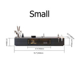Black TV Stand Stone Top 4-Drawer Glass Doors Media Console in Small-Richsoul-Furniture,Living Room Furniture,TV Stands