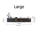 Black TV Stand Stone Top 4-Drawer Glass Doors Media Console in Small-Richsoul-Furniture,Living Room Furniture,TV Stands