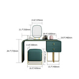 Green Makeup Vanity Set Expandable Dressing Table with Mirror&Side Cabinet&Stool