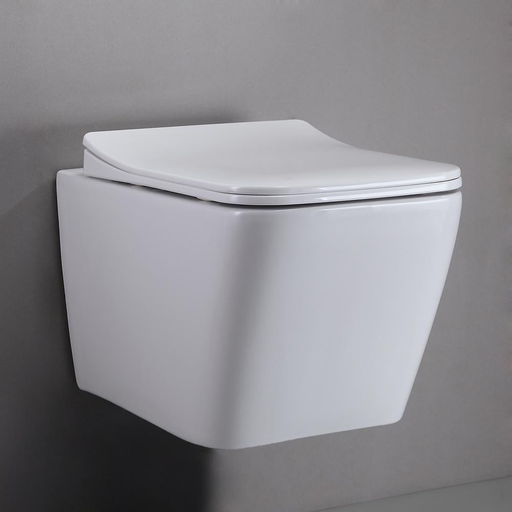 Wall Hung Toilet with In-Wall Tank and Carrier System Elongated 1.1/1.6 GPF Dual Flush in White