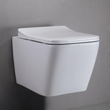 Wall Hung Toilet with In-Wall Tank and Carrier System Elongated 1.1/1.6 GPF Dual Flush in White