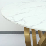 59.1" Contemporary Round Dining Table Set of 7 with Upholstered Chairs