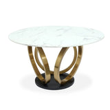 59.1" Contemporary Round Dining Table Set of 7 with Upholstered Chairs