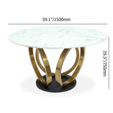 59.1" Contemporary Round Dining Table Set of 7 with Upholstered Chairs