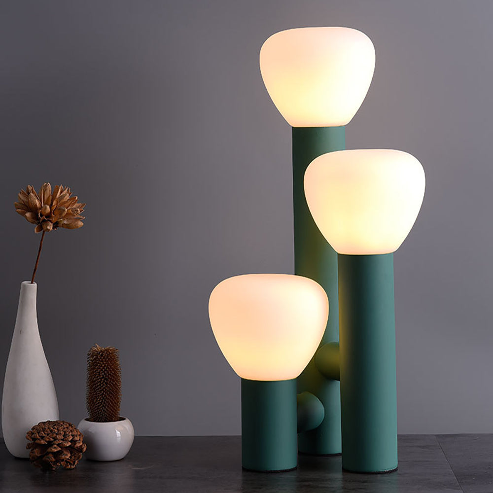 Minimalist Style 3-Light Green Table Lamp Warm Light with On / Off Switch