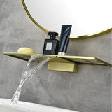 Modern Waterfall Wall Mounted Bathroom Sink Faucet Single Handle in Black