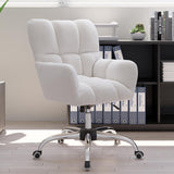 Modern Office Chair Upholstered Cotton & Linen Swivel Task Chair Height Adjustable