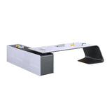 L-Shaped Right Hand Modern White Office Desk with Storage