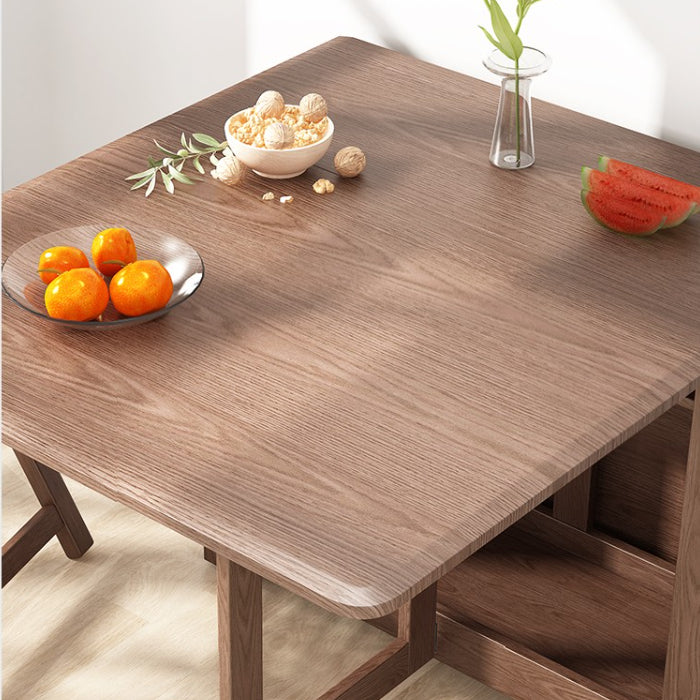 55",67" Rustic Solid Wood Rectangle Extendable Folding Dining Table Set with Storage In Walnut,Natural,White