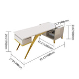 55.1" Ultra Modern L-Shape Writing Desk Computer Desk with Side Cabinet & Drawers-Desks,Furniture,Office Furniture
