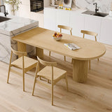 55" Farmhouse Dining Table 6 Seater Pine Wood Table Pedestal Base