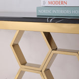 59" Contemporary Rectangular Black Marble Console Table Narrow Entryway Table