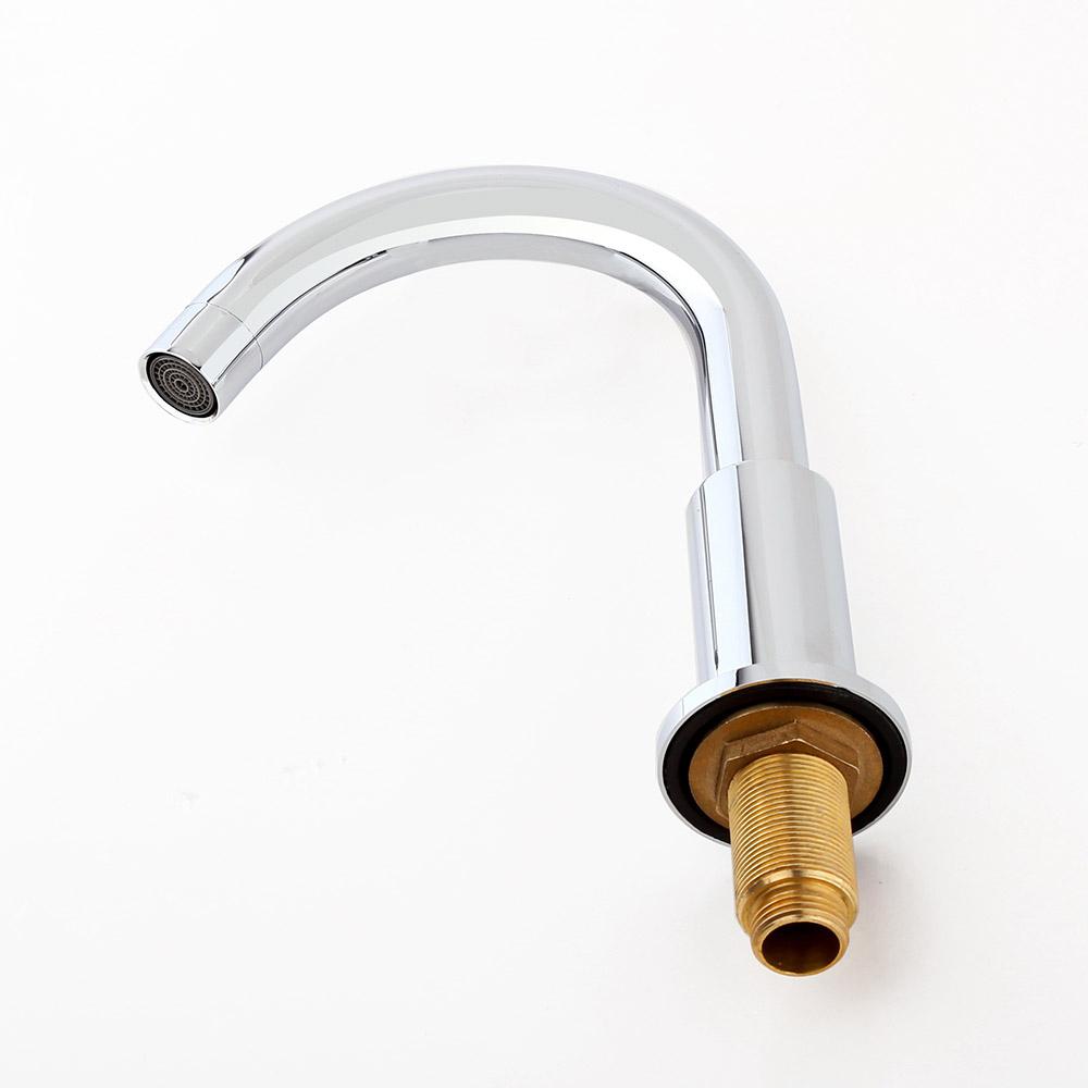 Stev Modern Chrome Widespread Double Cross Handle Bathroom Sink Faucet Goosenecked Spout