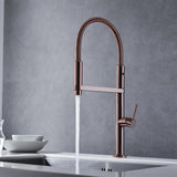 Rose Gold Single Hole High Arc Magnetic Kitchen Faucet Dual-function Spray
