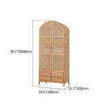 Woven Rattan Wardrobe Closet Cabinet with 2 Doors and 4 Drawers