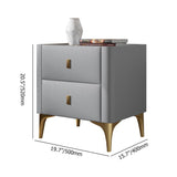 Modern Off White Nightstand 2-Drawer Bedside Cabinet with Stone Top & Microfiber Leather