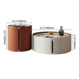 Round Coffee Table Sets with Saddle Leather & Plywood & Metal Set of 2-Richsoul-Coffee Tables,Furniture,Living Room Furniture