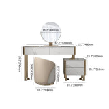 Modern White Makeup Vanity Set with Stone Top & Cabinet Mirror & Stool Included