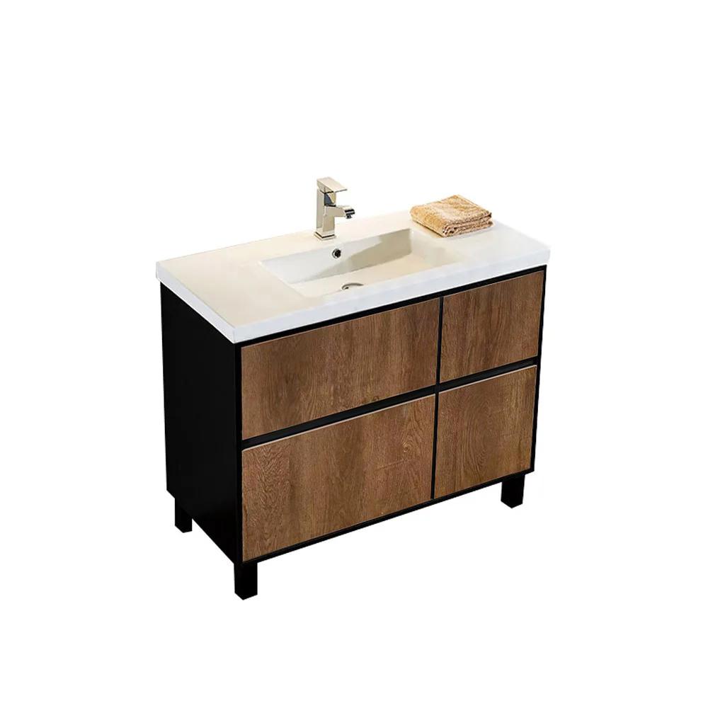 36" Free-Standing Bathroom Vanity with Sink Rustic Single Sink Vanity with Drawers