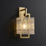 Modern 1-Light Brass Decorative Wall Sconce with Water-ripple Glass Shade