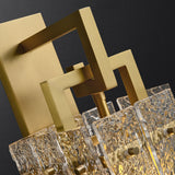 Modern 1-Light Brass Decorative Wall Sconce with Water-ripple Glass Shade