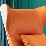 Faux Leather Wingback Lounge Chair with Gold Trestle Base-Richsoul-Chairs & Recliners,Furniture,Living Room Furniture