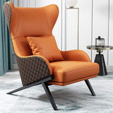 Faux Leather Wingback Lounge Chair with Gold Trestle Base-Richsoul-Chairs & Recliners,Furniture,Living Room Furniture