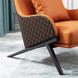Faux Leather Wingback Lounge Chair with Gold Trestle Base-Richsoul-Chairs & Recliners,Furniture,Living Room Furniture