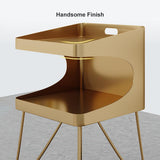 Nordic Gold Metal Nightstand with 2 Shelves and Handle Bedside Table