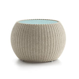 24.4" Rattan Glass-Top Khaki Coffee Table Side Table