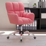 Modern Office Chair Upholstered Cotton & Linen Swivel Task Chair Height Adjustable