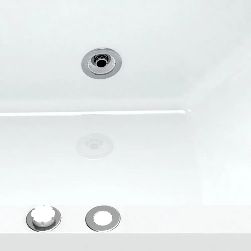 60" Modern Acrylic Rectangular Whirlpool Water Massage Bathtub in Chromatherapy LED