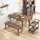 53" Modern Rustic Solid Wood Rectangle Minimalist Extendable Folding Dining Table In Walnut/Natural