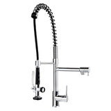 Commercial Pull Down Pre-rinse Spring Sprayer Brushed Nickel Kitchen Sink Faucet with Deck Plate Solid Brass