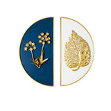 2 Pieces Glam Metal Wall Decor Home Art in Gold & Blue with Semi-Circle Design