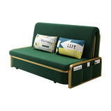 Modern Convertible Sofa Bed with Storage Velvet Upholstery in Beige & Gold