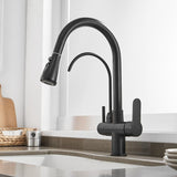 Water Filter Kitchen Faucet Pull Out Faucet in Matte Black Swirling Faucet Solid Brass