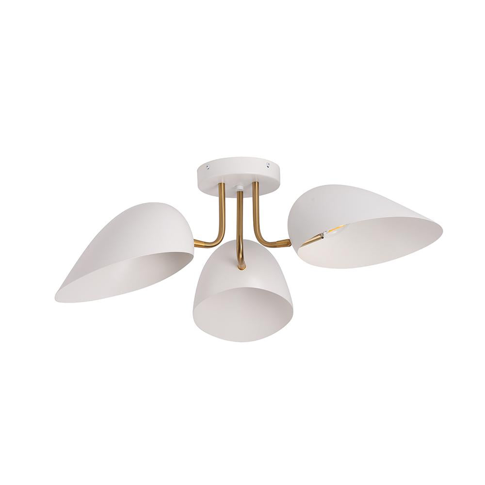 Modern 3-Light Geometric Semi Flush Mount Light Ceiling Lamp Fixture with White Shade
