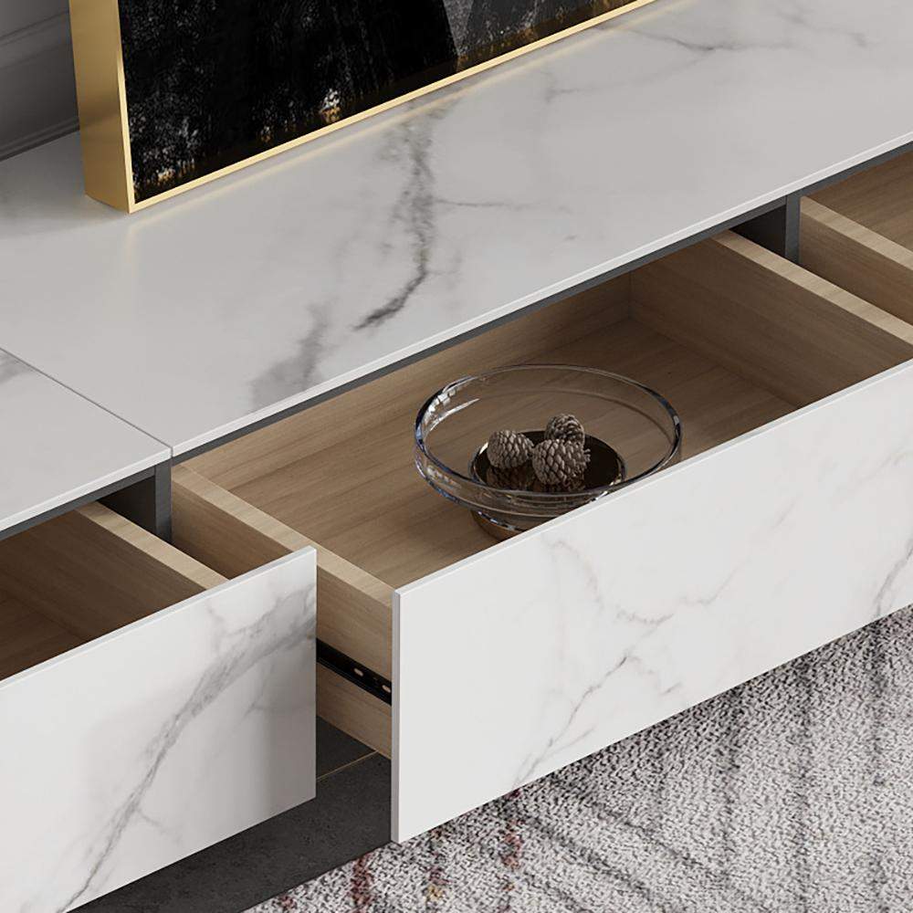 Italian White TV stand Minimalist Stone 4-Drawer Media Console in Large-Richsoul-Furniture,Living Room Furniture,TV Stands
