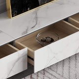 Italian White TV stand Minimalist Stone 4-Drawer Media Console in Large-Richsoul-Furniture,Living Room Furniture,TV Stands