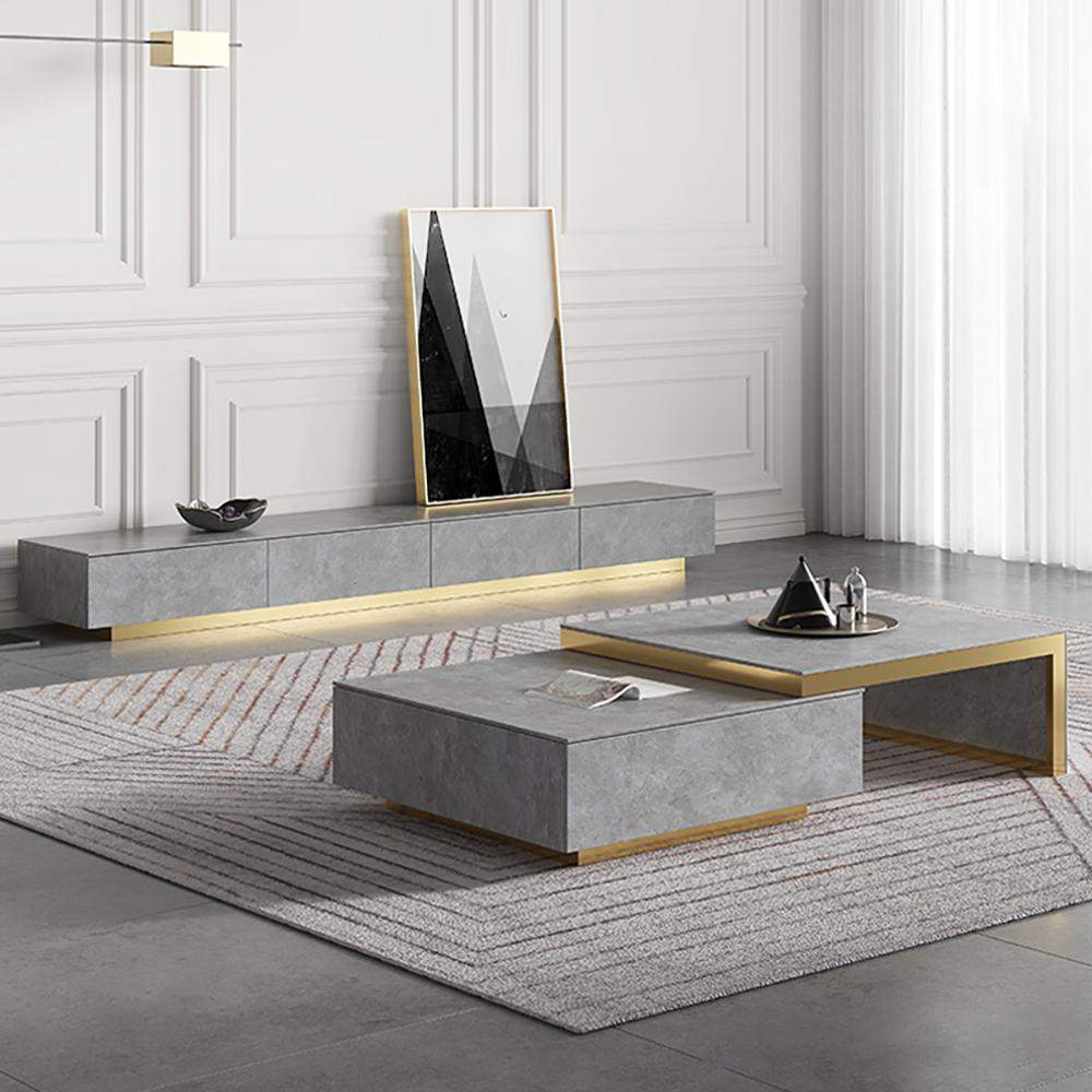 Italian White TV stand Minimalist Stone 4-Drawer Media Console in Large-Richsoul-Furniture,Living Room Furniture,TV Stands