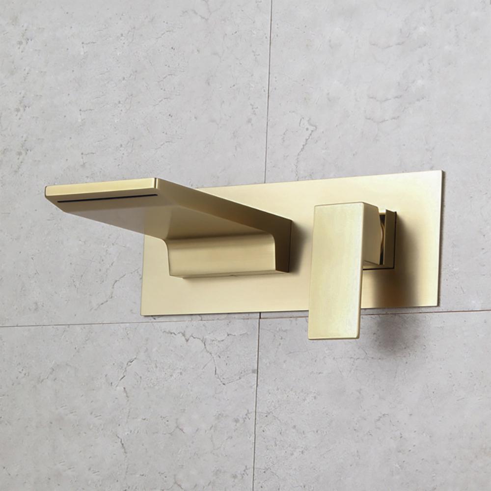 Sleek Black Wall Mounted Single Handle Waterfall Bathroom Sink Faucet