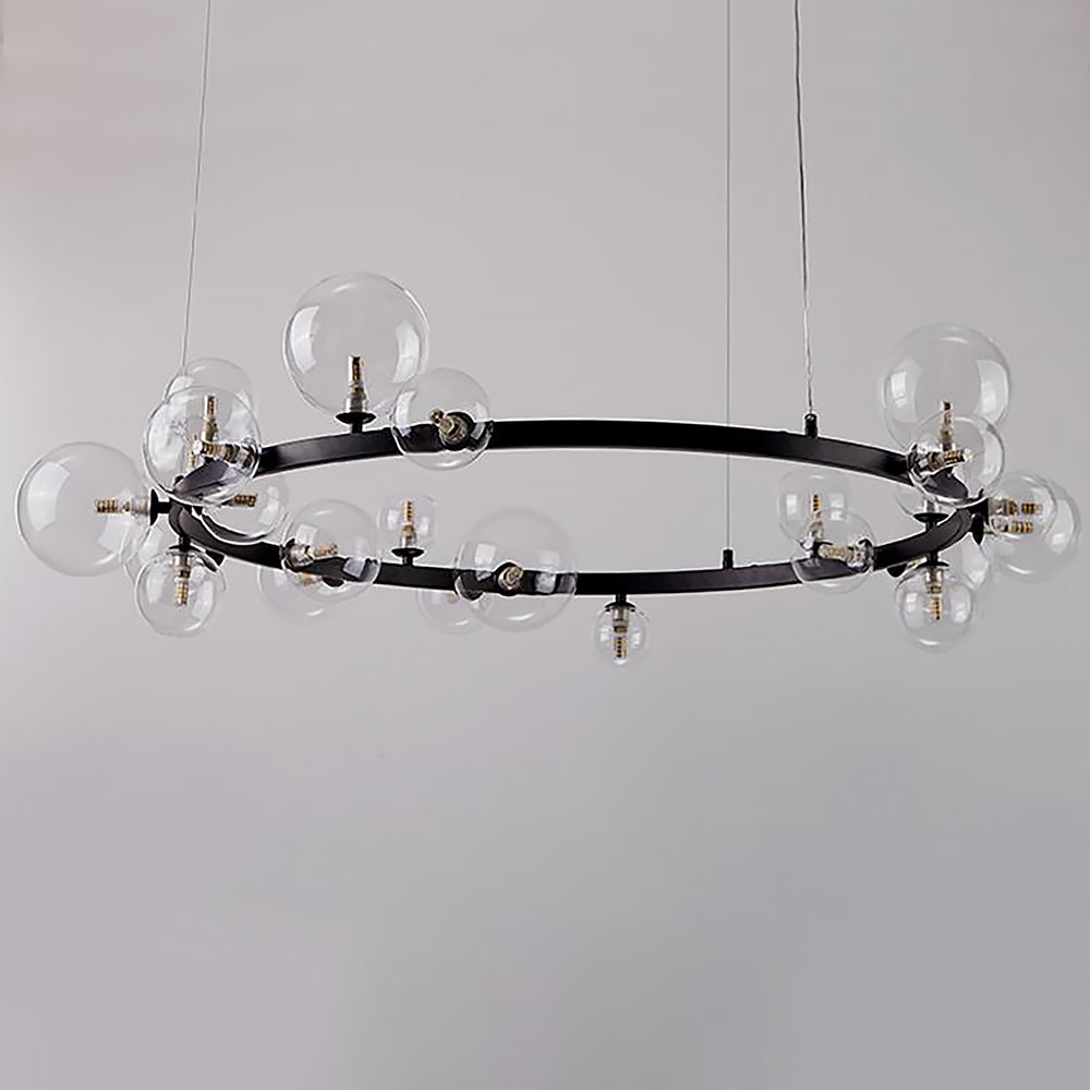 Modern Black Glass Bubble Chandelier 24-Light for Living Room and Dining Room