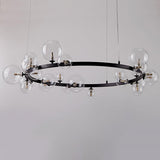 Modern Black Glass Bubble Chandelier 24-Light for Living Room and Dining Room