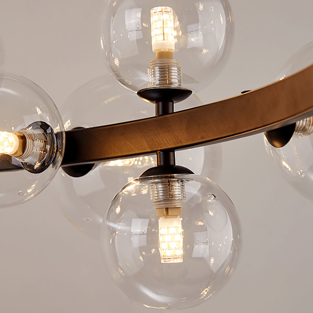Modern Black Glass Bubble Chandelier 24-Light for Living Room and Dining Room