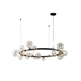 Modern Black Glass Bubble Chandelier 24-Light for Living Room and Dining Room