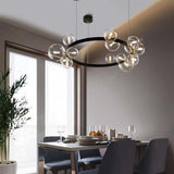 Modern Black Glass Bubble Chandelier 24-Light for Living Room and Dining Room