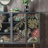 53" Modern Painted Sideboard Buffet with Glass Doors and Shelves