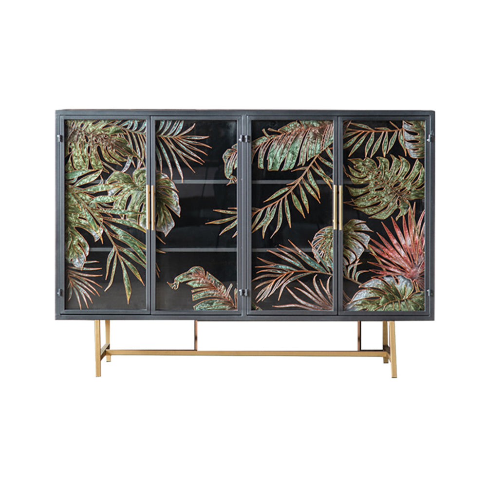 53" Modern Painted Sideboard Buffet with Glass Doors and Shelves