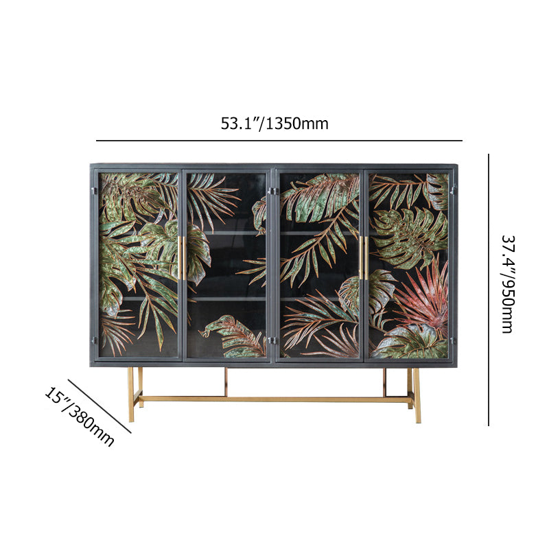 53" Modern Painted Sideboard Buffet with Glass Doors and Shelves